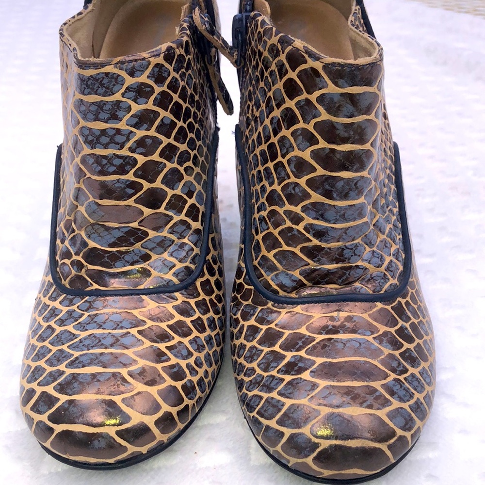ROCKPORT By ADIDAS Leather Snakeskin Print Booties Heels Shoes Size 6 - Picture 1 of 17
